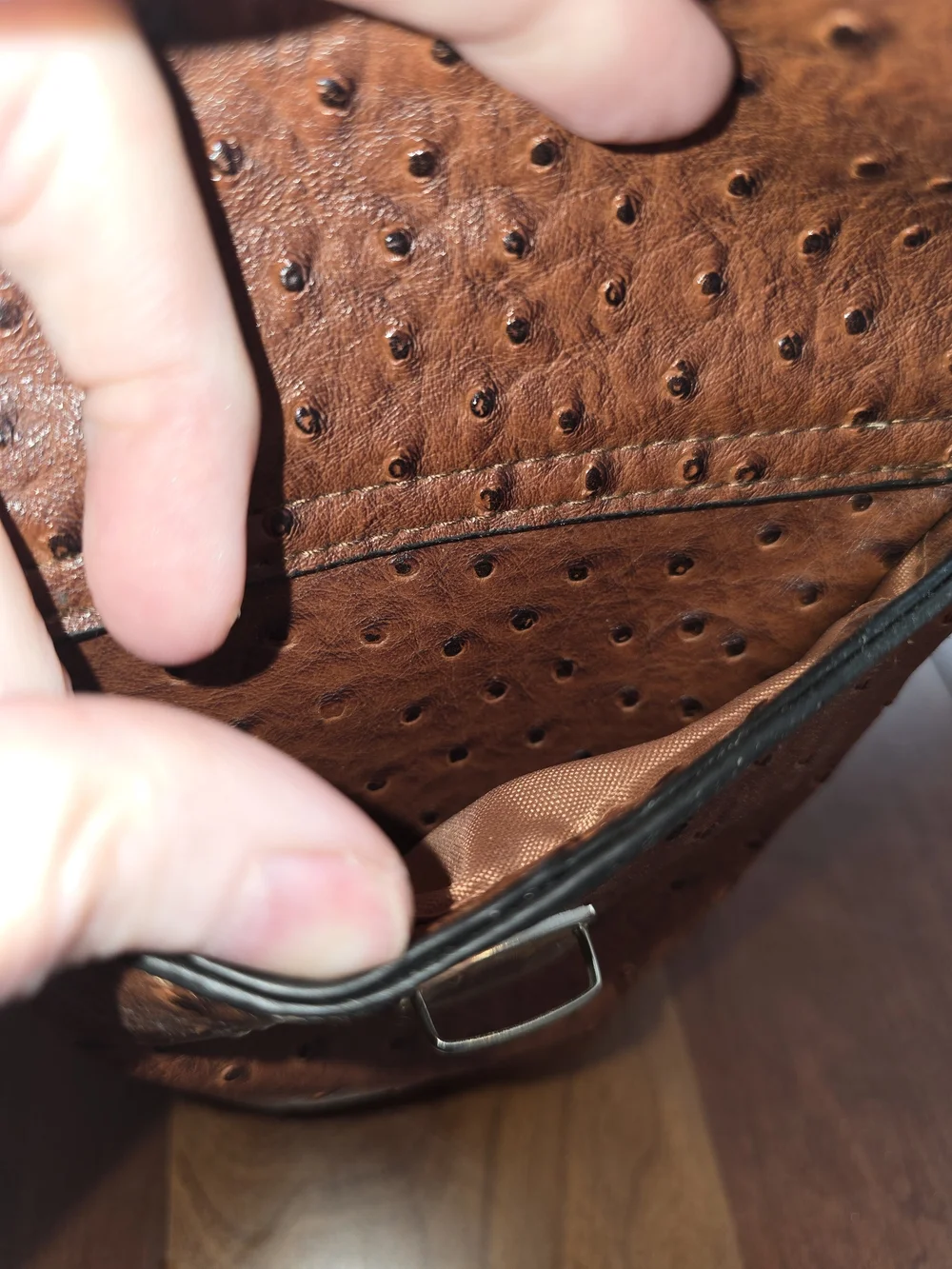 Bueno Brown Ostrich Textured Duffle Tote Bag - Men Bags